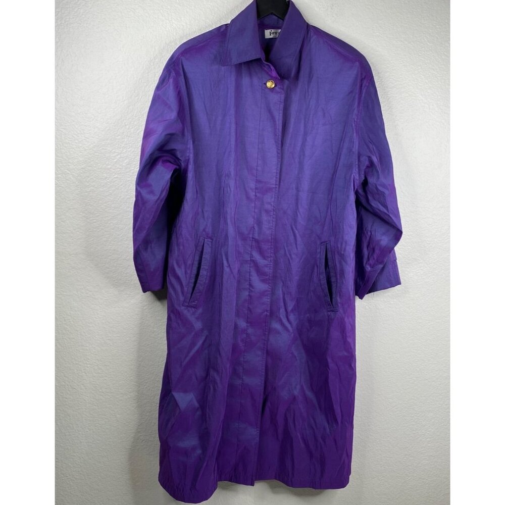 Forecaster of Boston Iridescent Purple Trench Coat Sz 12 Vintage Union Unique